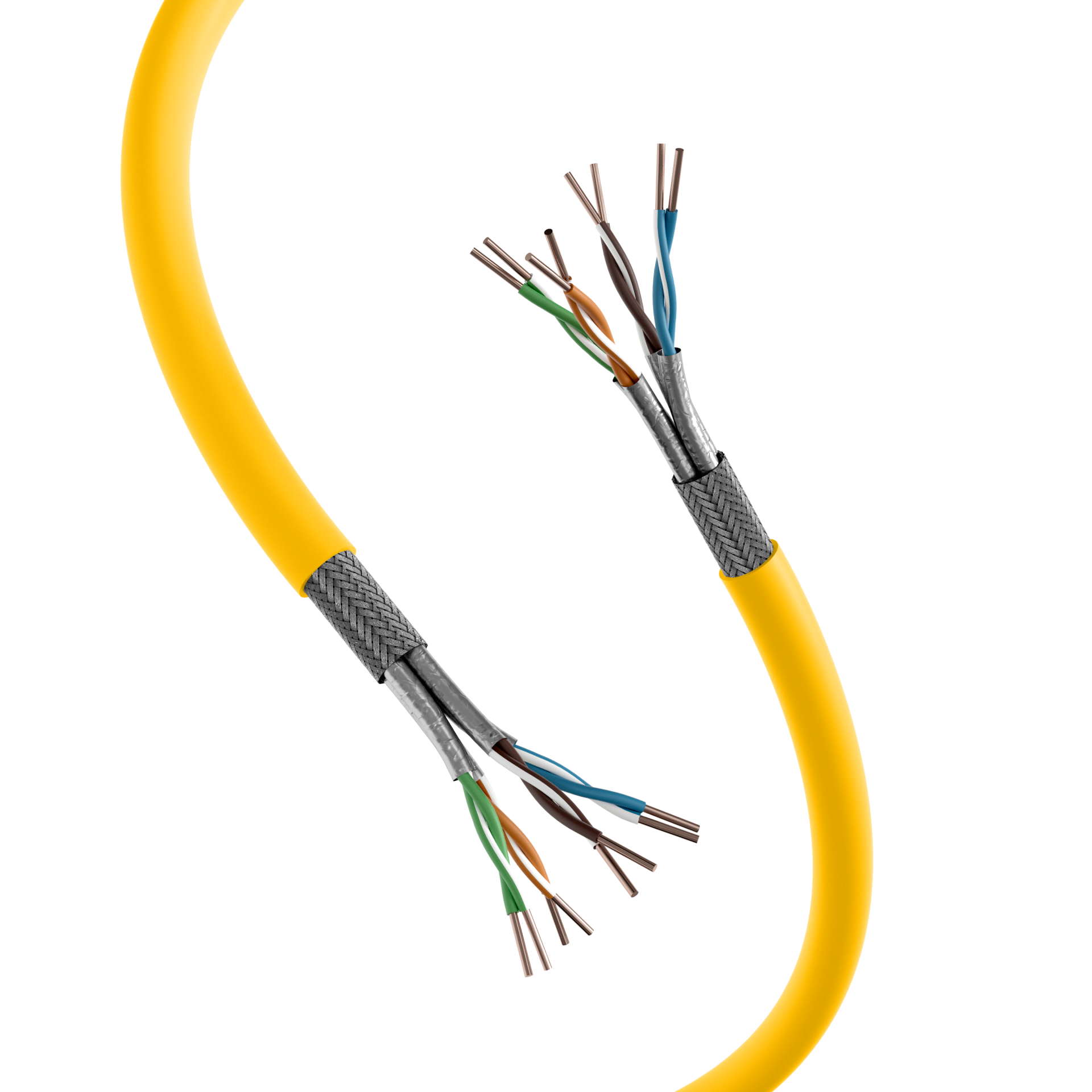 INFRALAN® Cat.7A 1250 AWG23, S/FTP 4P CPR Cca rapsgelb RAL1021, 100m