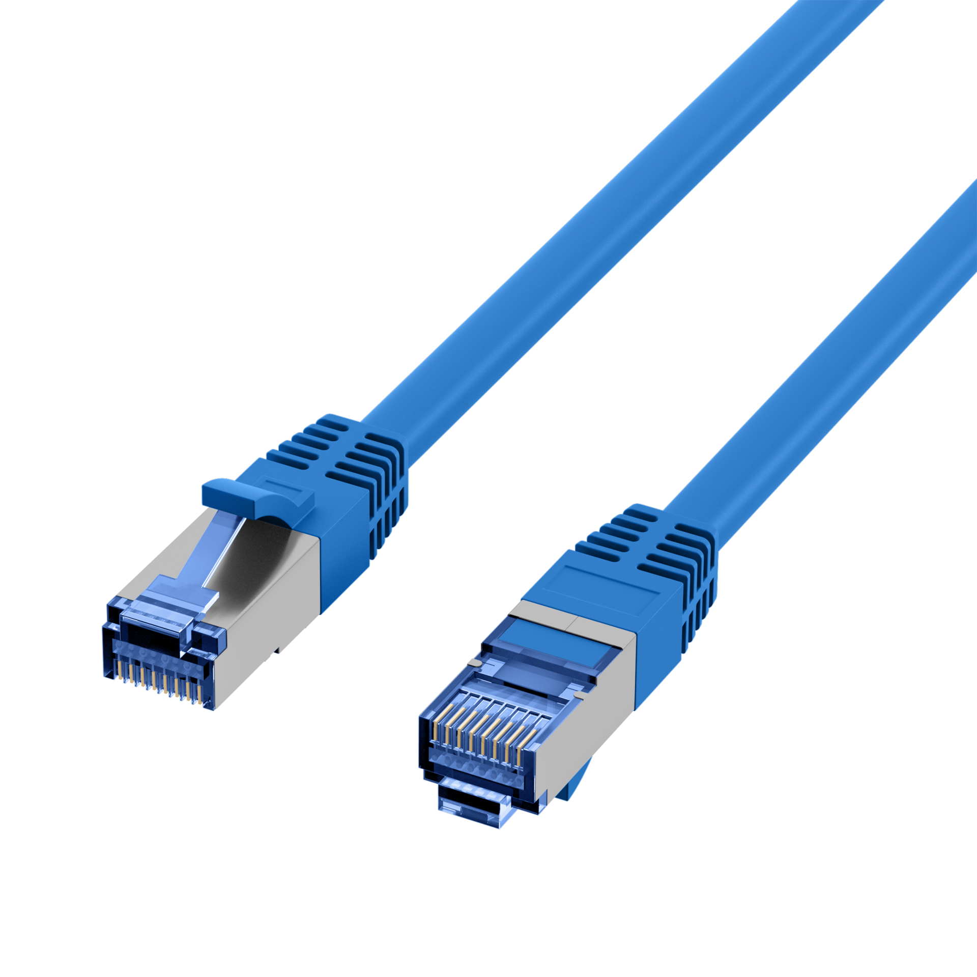 RJ45 Patchkabel Cat.6A S/FTP TPE Cat.7 Rohkabel superflex blau 0,25m