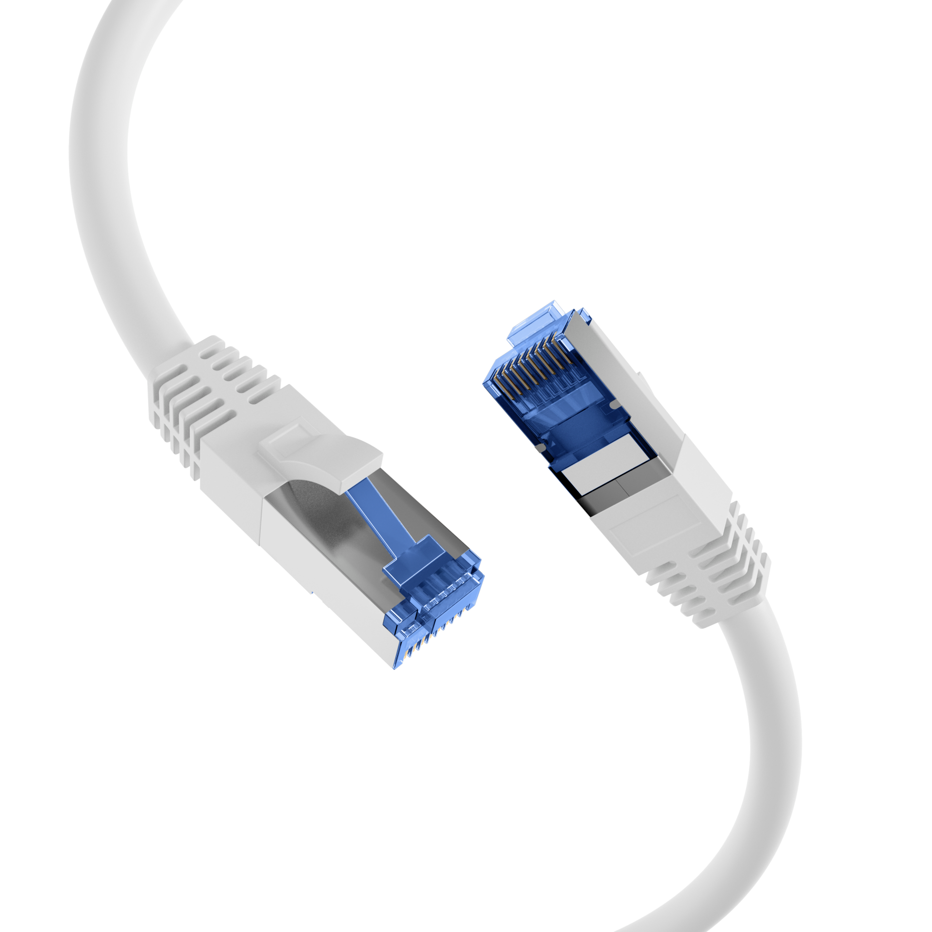 RJ45 Patchkabel Cat.6A S/FTP TPE Cat.7 Rohkabel superflex weiß 1,5m