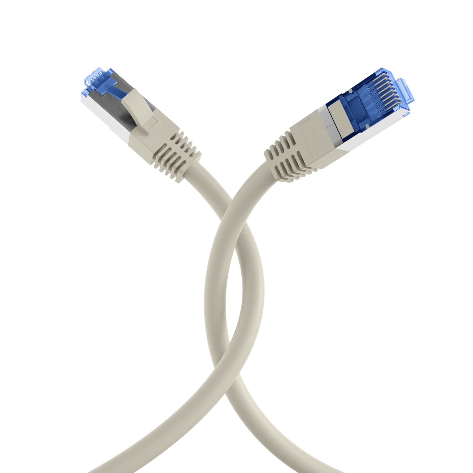 RJ45 Patchkabel Cat.6A S/FTP TPE Cat.7 Rohkabel superflex grau 10m