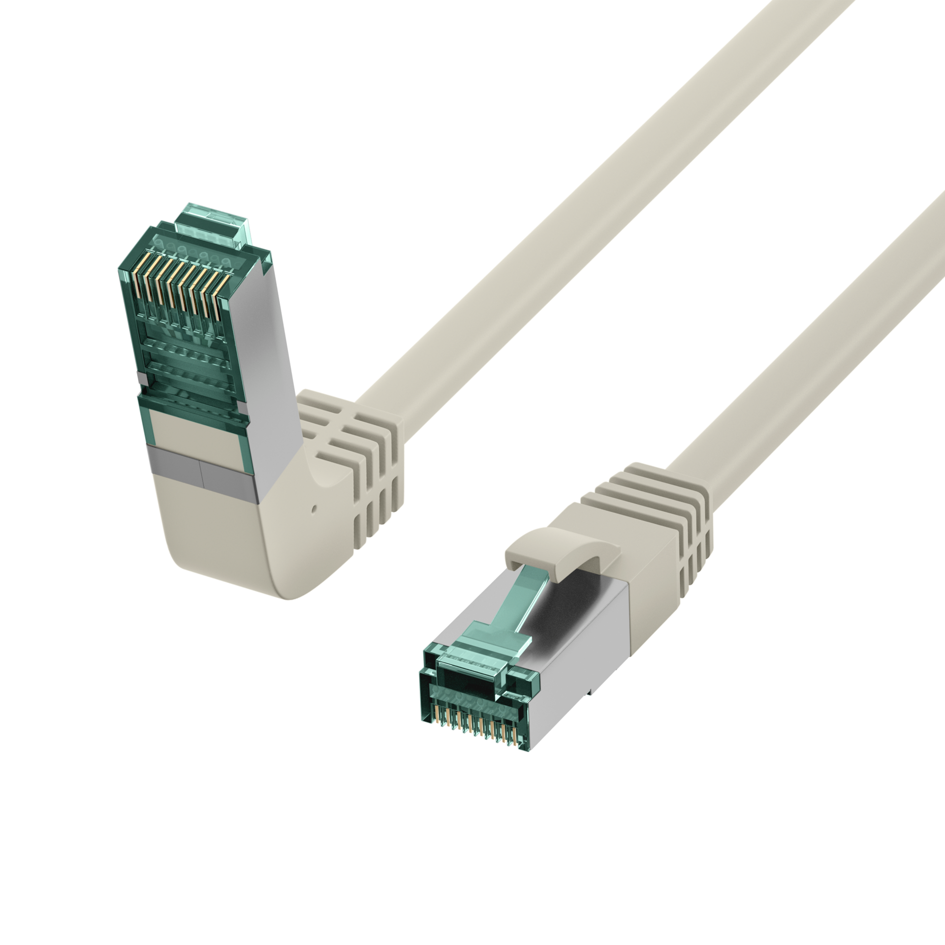 RJ45 Patchkabel Cat.6A S/FTP LSZH  1x90° grau 2m