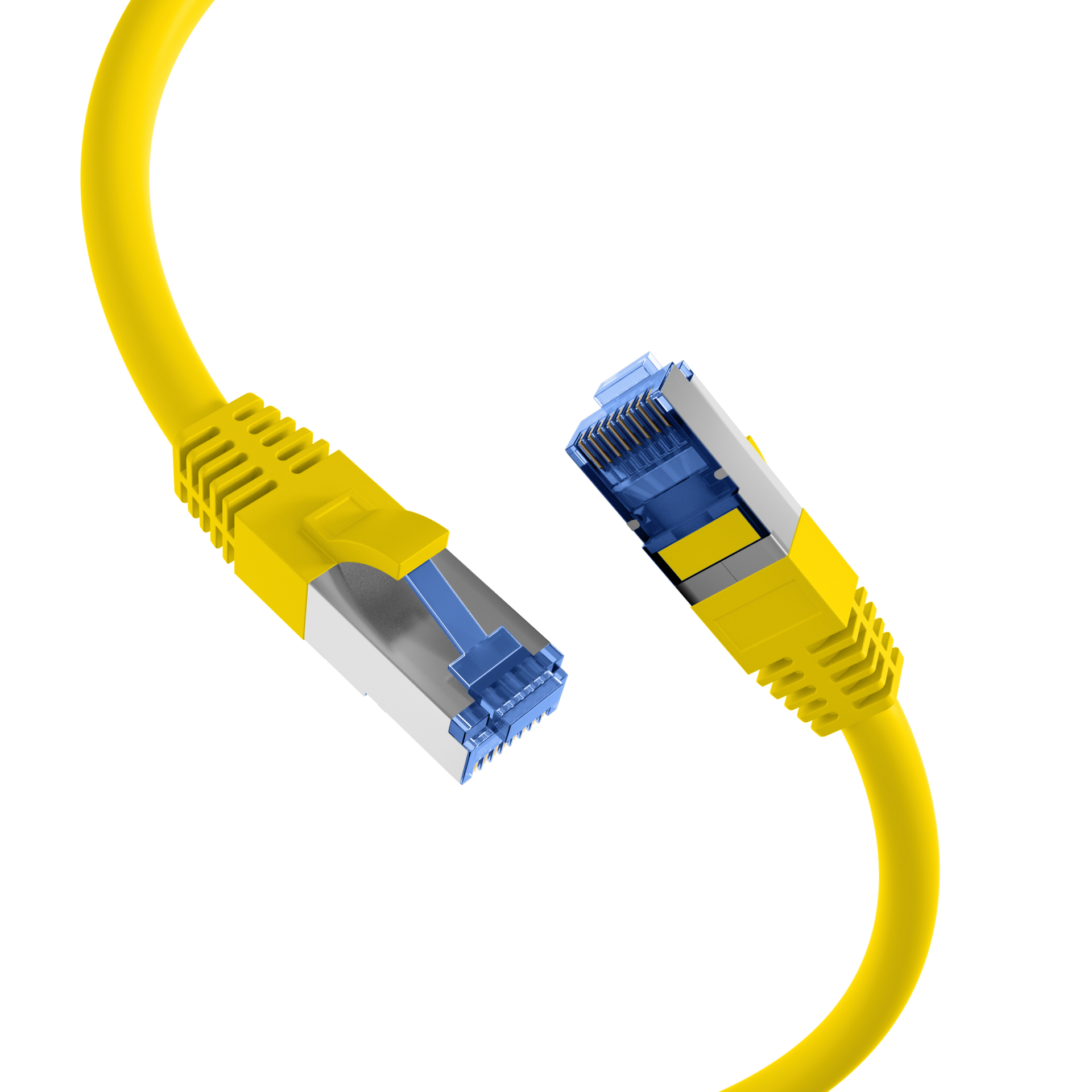 RJ45 Patchkabel Cat.6A S/FTP TPE Cat.7 Rohkabel superflex gelb 10m