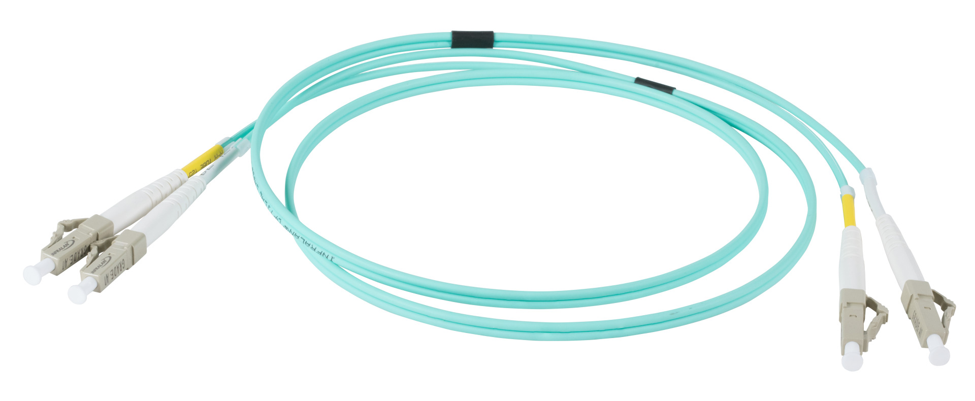 INFRALAN® Duplex Jumper LC-LC 50/125µ, OM3, LSZH, aqua, 2.0mm, 7,5m