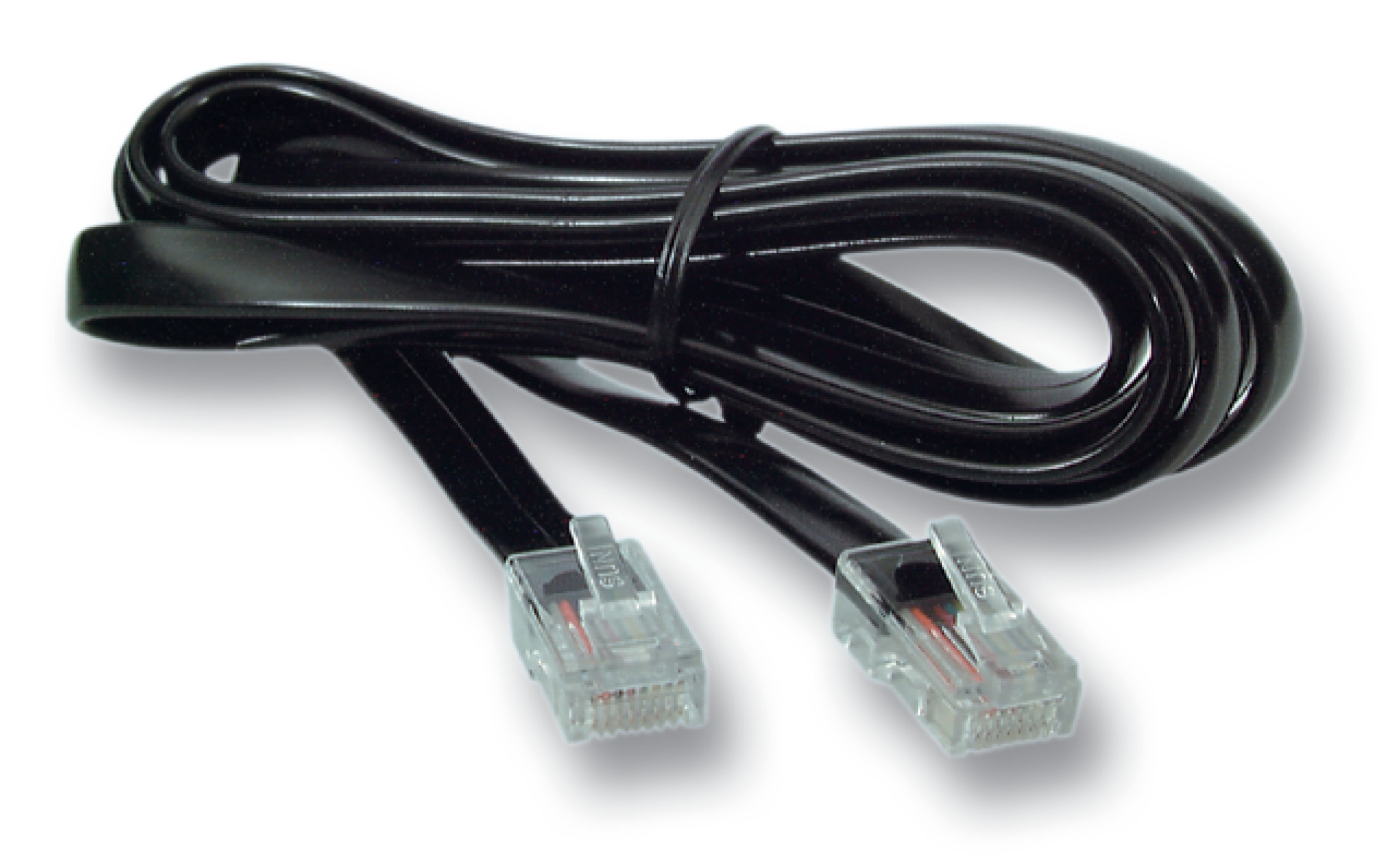 Modularkabel schwarz, 2 x RJ10 (4/4) Stecker, 1:1, 10,0 m