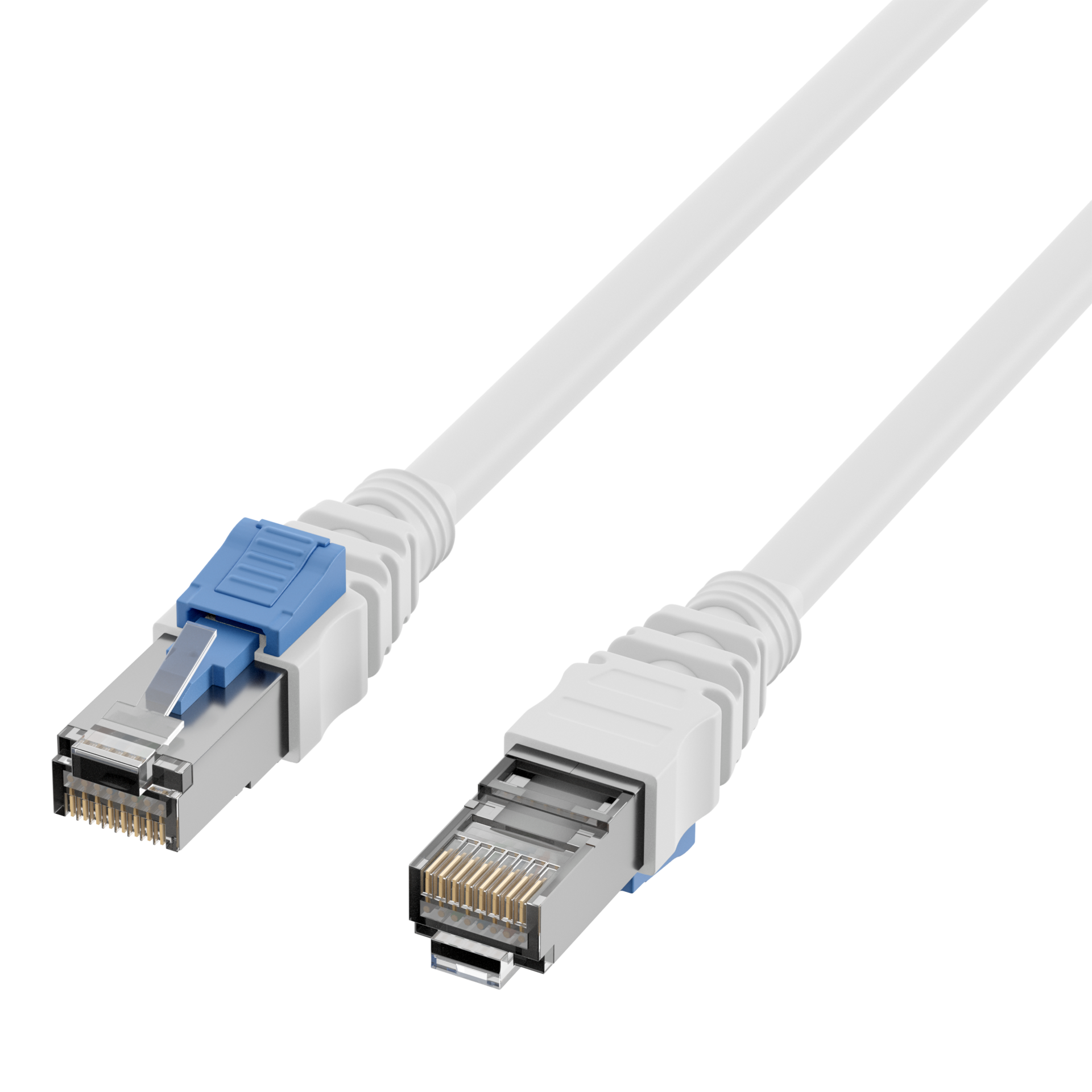 RJ45 Patchkabel Cat.6A S/FTP LSZH  BC AWG26 abschließbar weiß 0,5m