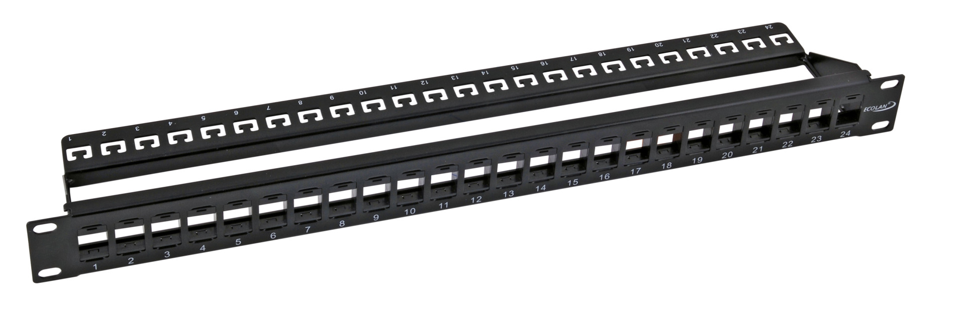 ECOLAN® Verteilerfeld 19" 1HE, 24-Port, schwarz