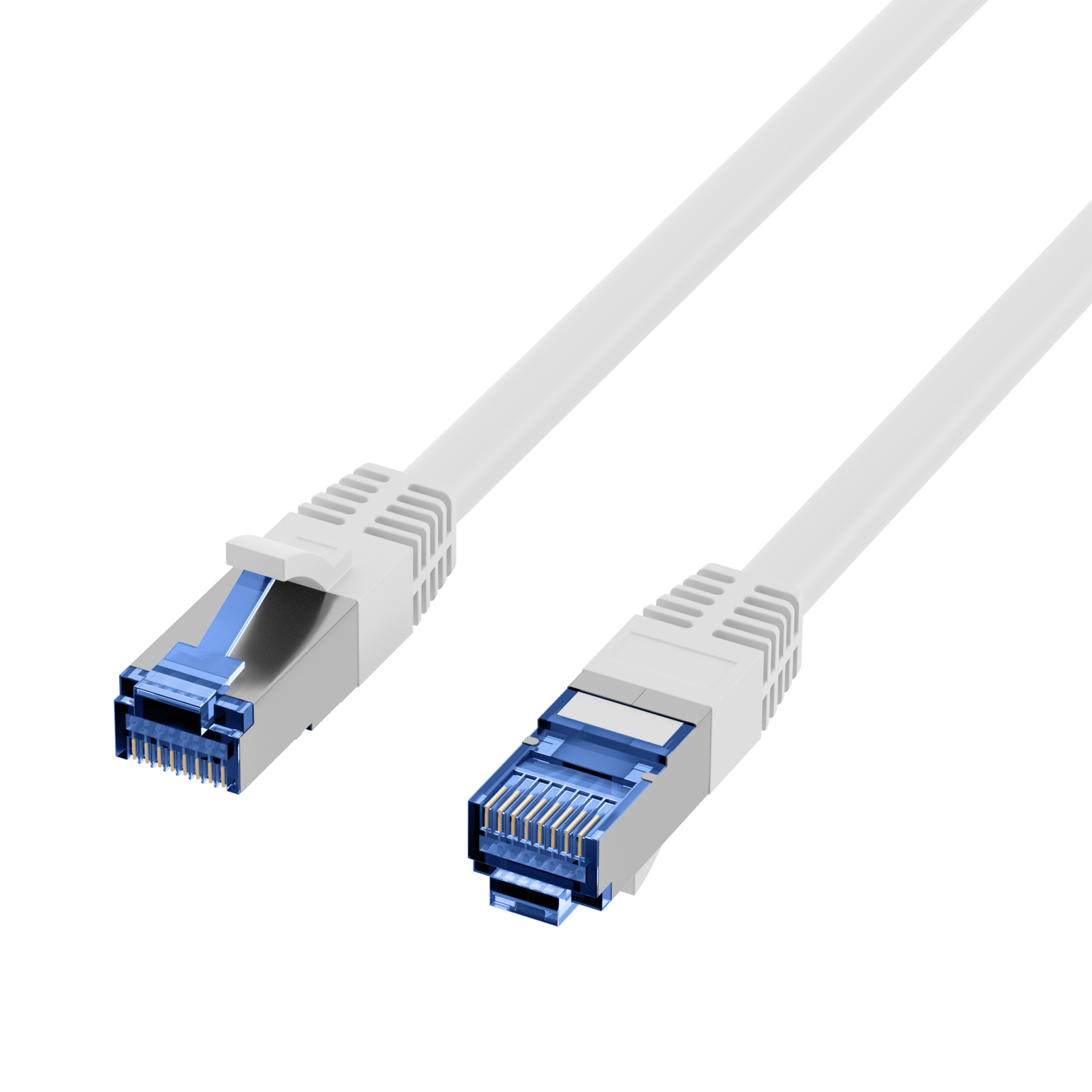 RJ45 Patchkabel Cat.6A S/FTP TPE Cat.7 Rohkabel superflex weiß 4m