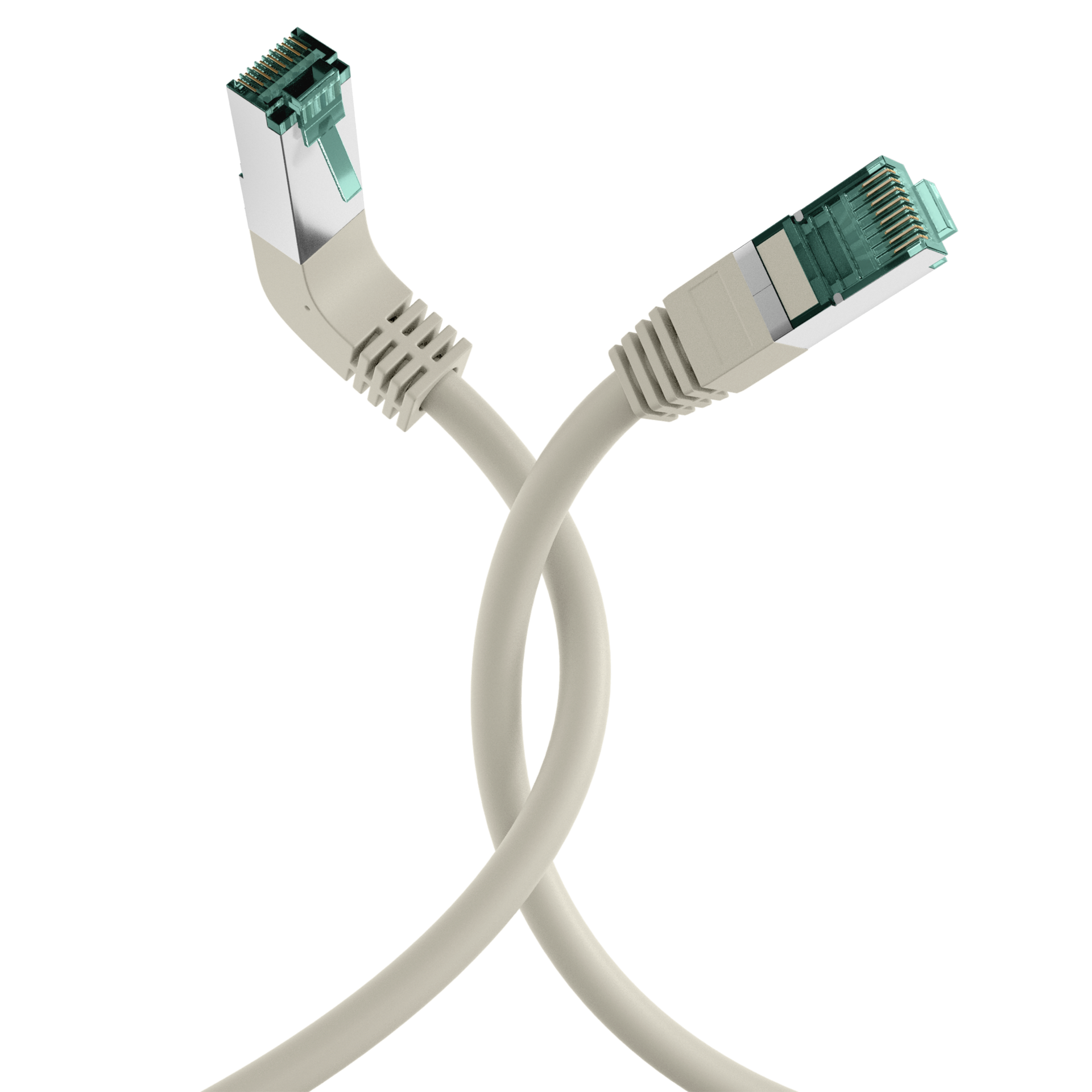 RJ45 Patchkabel Cat.6A S/FTP LSZH  1x90° grau 2m