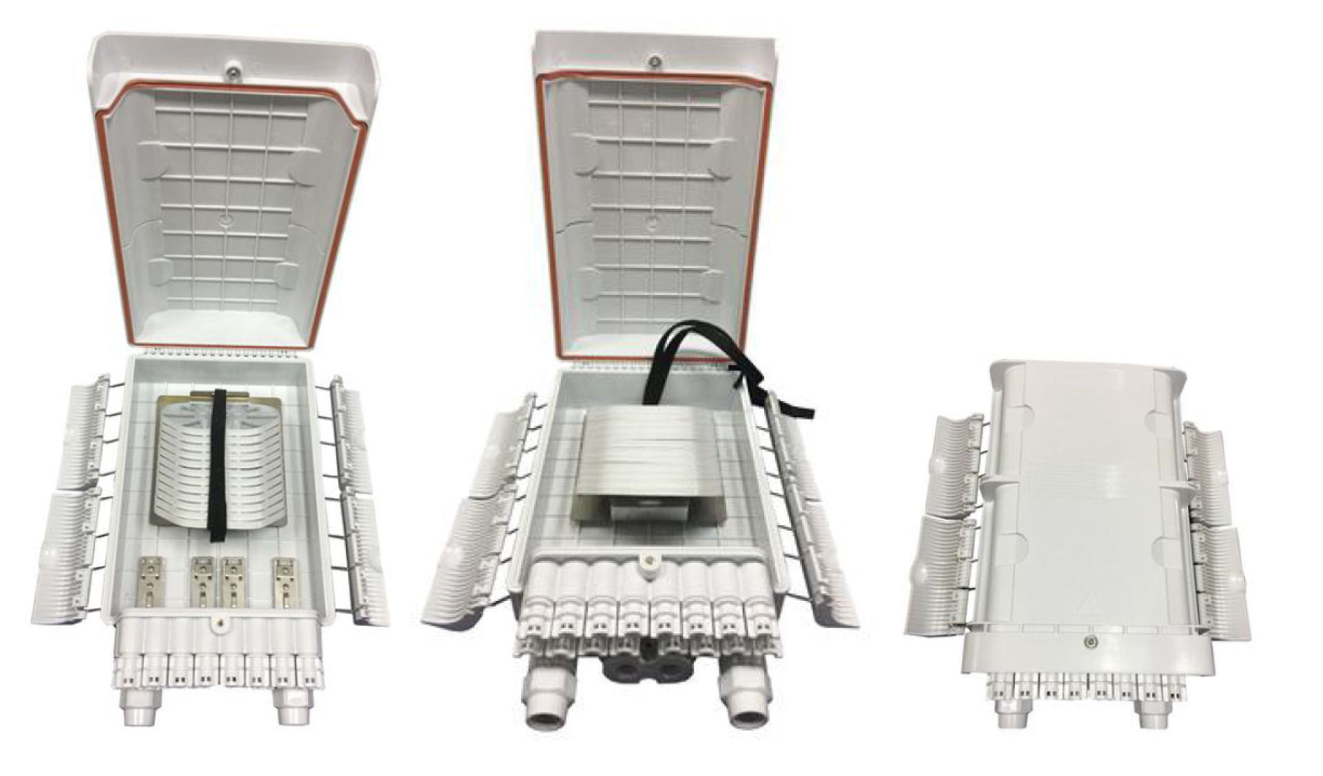 FTTH IP65 Anschlussbox für 144 Fasern und Faserüberlängenaufnahme