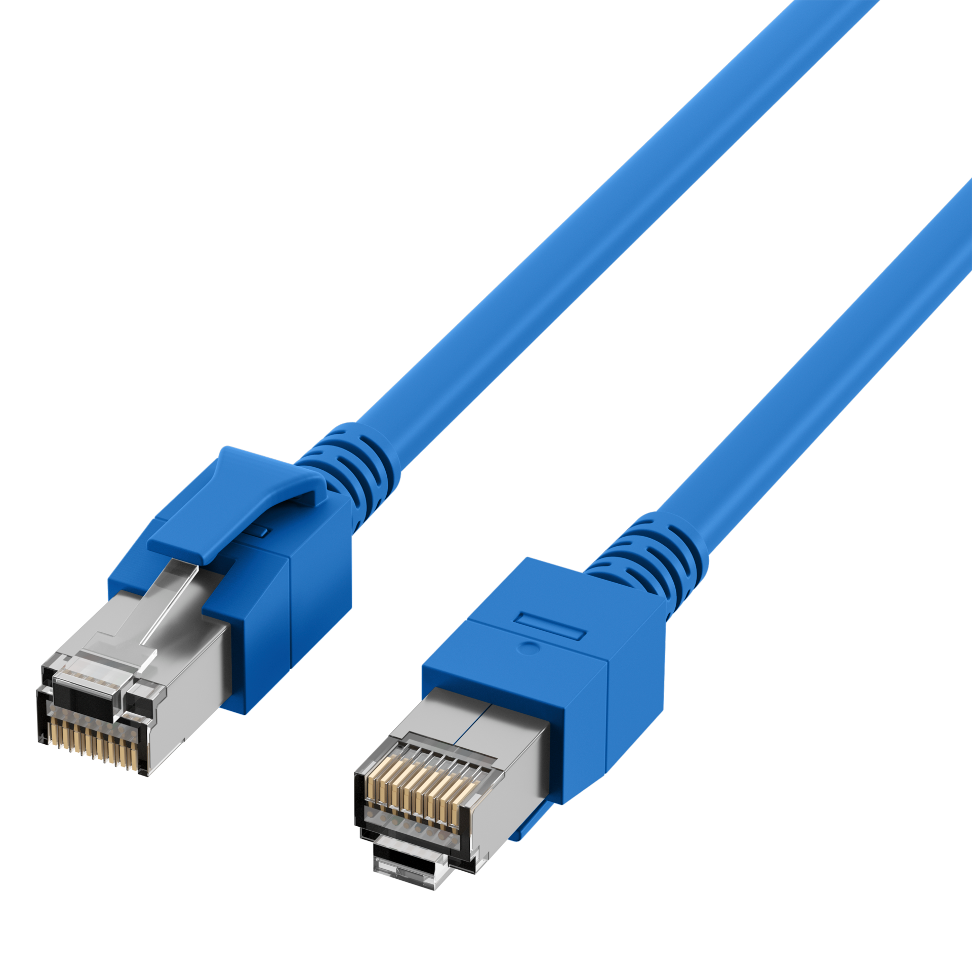 RJ45 Patchkabel Cat.6A S/FTP FRNC  VC LED blau 1,5m