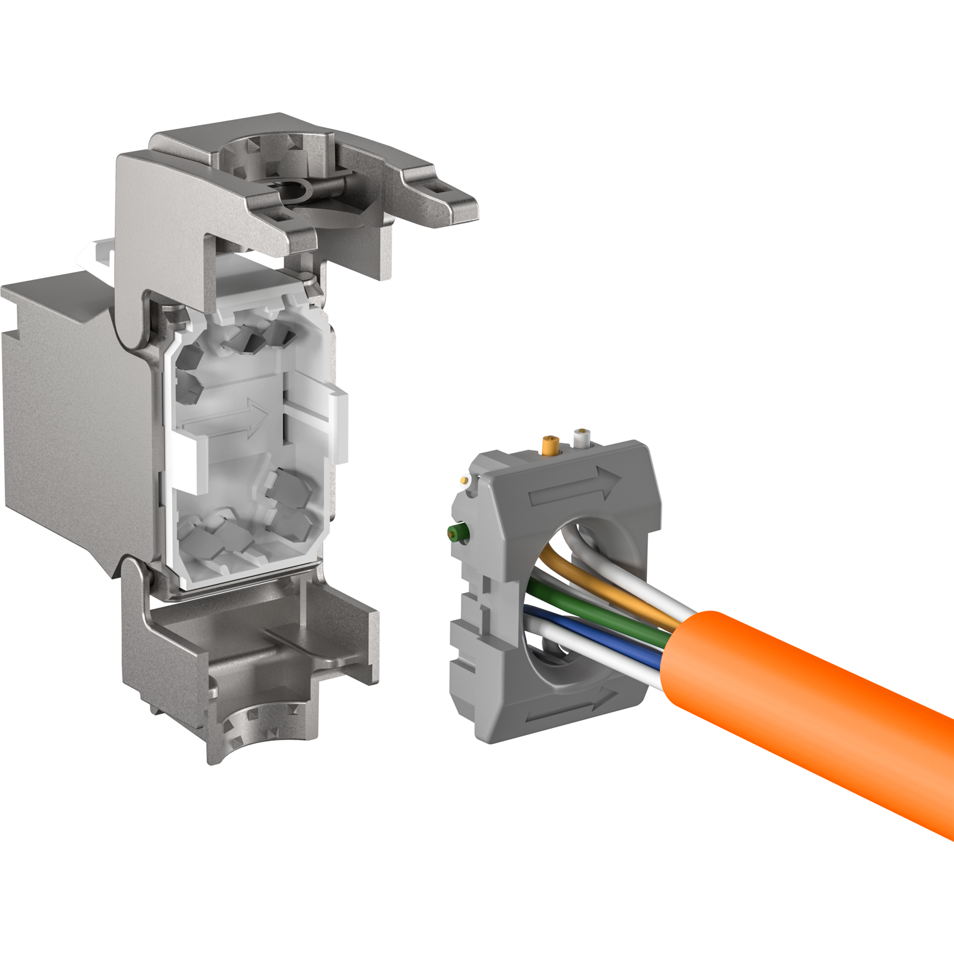 RJ45 Keystone Slimline/Shortbody Cat.6A Komponentenzertifiziert silber