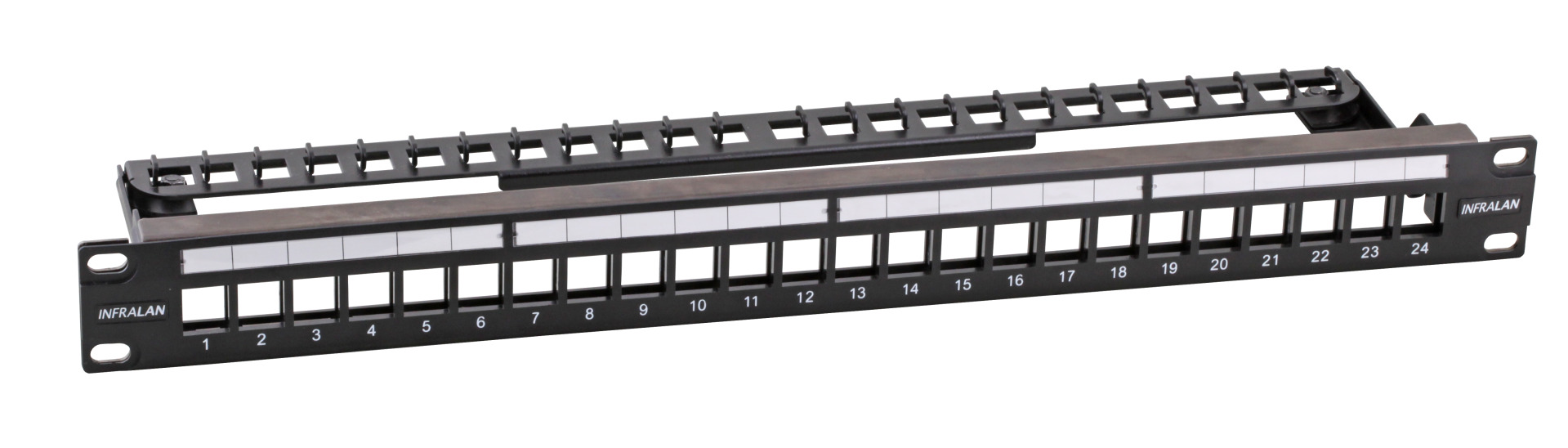 INFRALAN® Verteilerfeld 19" 24-Port, 1HE, für Keystone Module, RAL7035