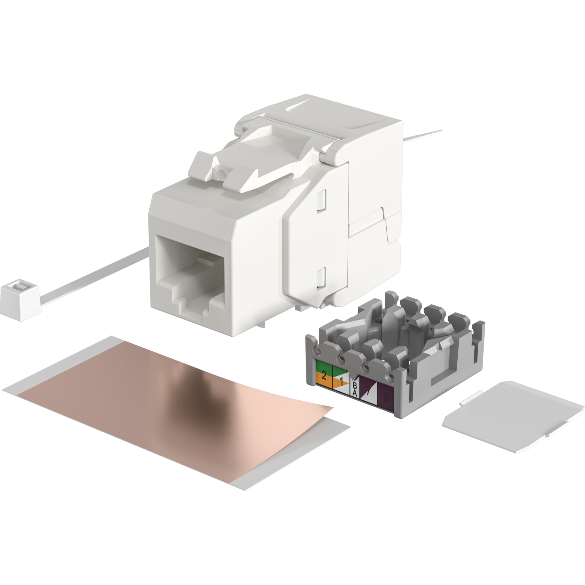 RJ45 Keystone UTP, Cat.6, 250MHz, Komponenten zertifiziert, weiß