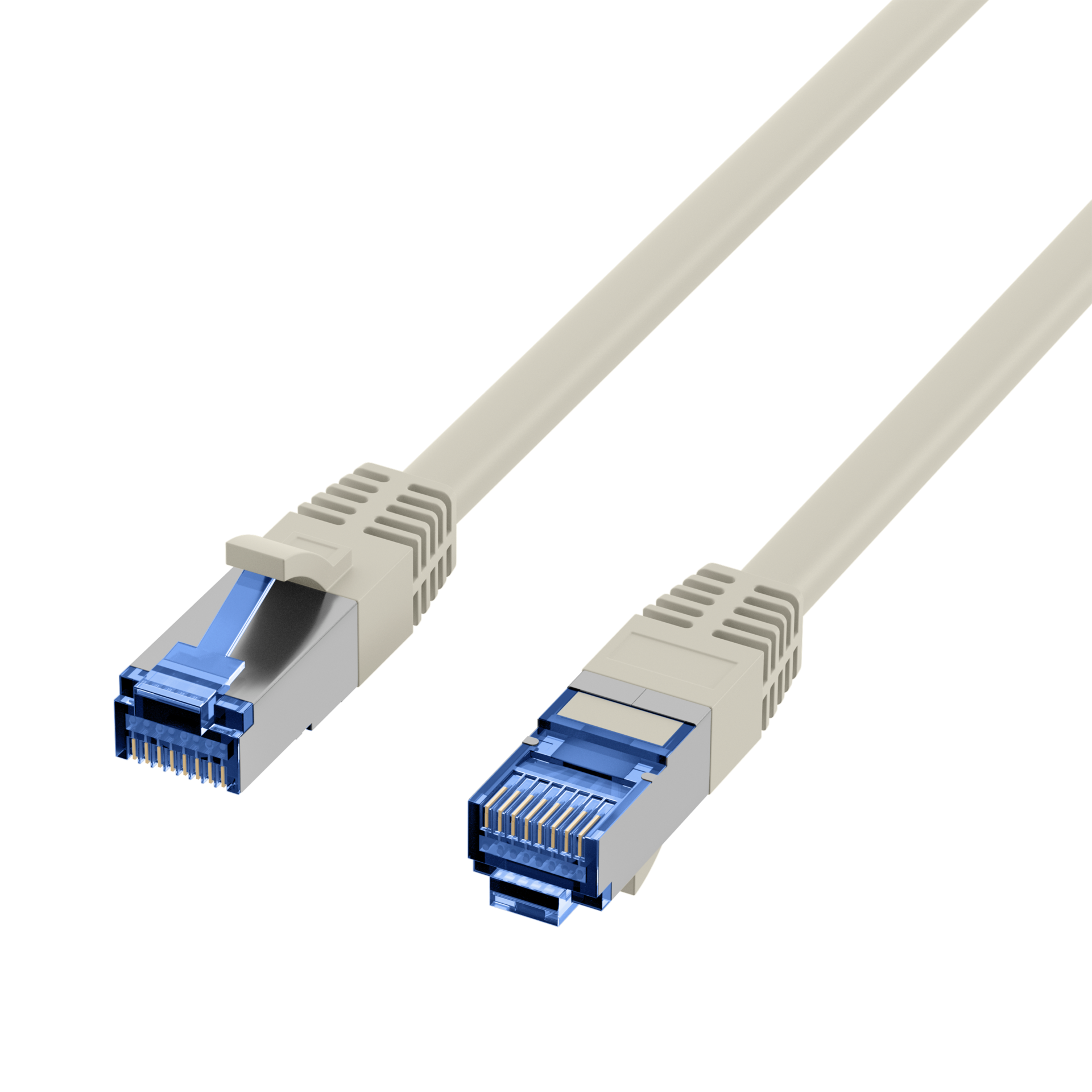 RJ45 Patchkabel Cat.6A S/FTP TPE Cat.7 Rohkabel superflex grau 0,25m