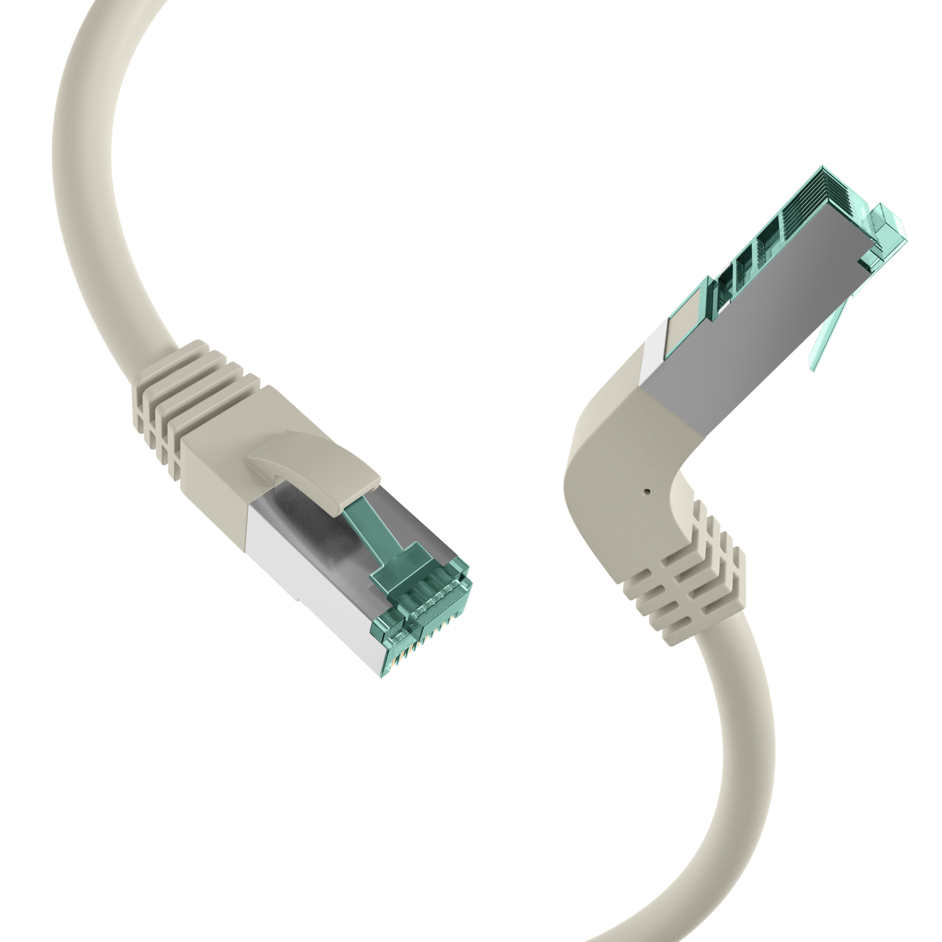 RJ45 Patchkabel Cat.6A S/FTP LSZH  1x90° grau 0,25m