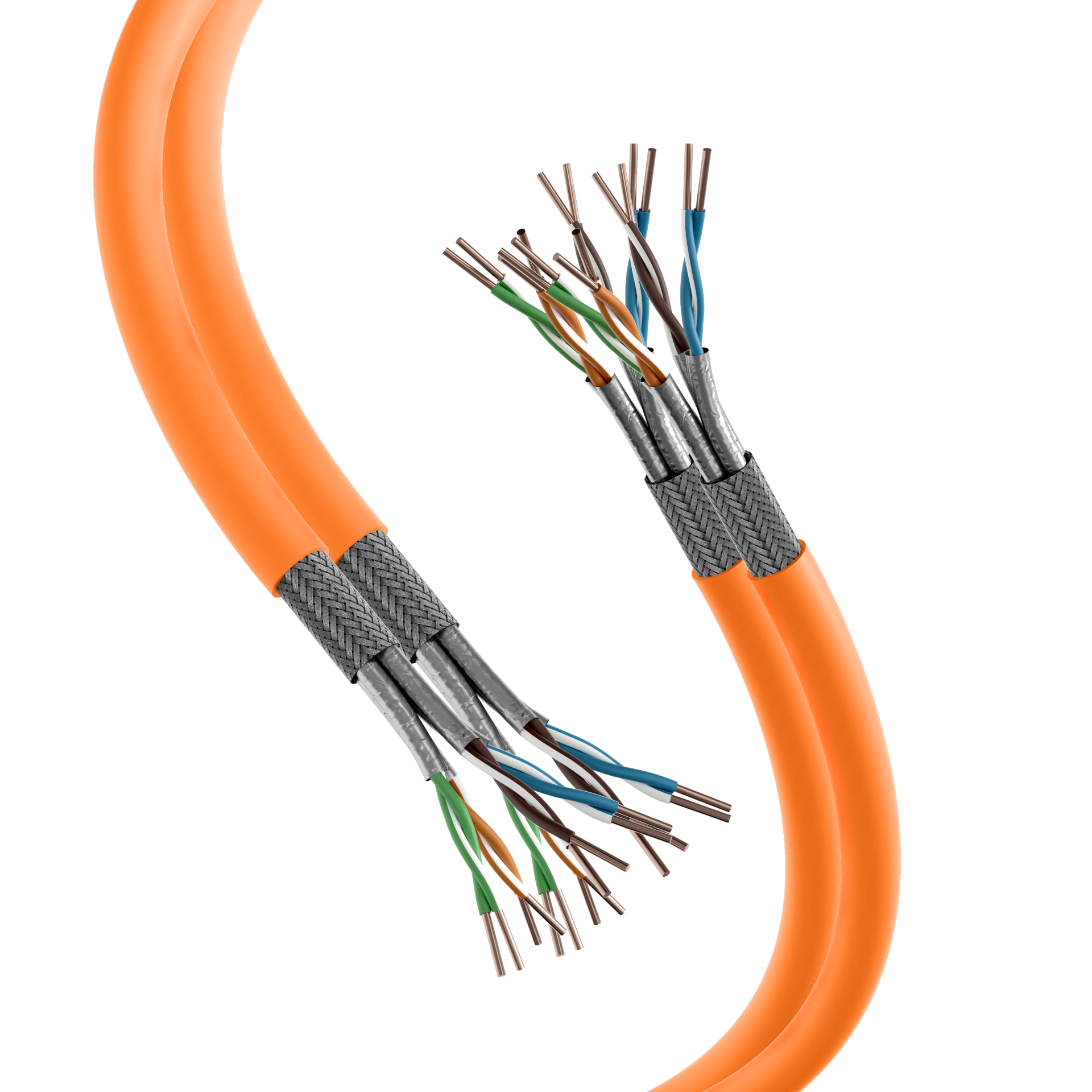 INFRALAN® Cat.7 1000 AWG23, S/FTP 2x4P CPR Cca orange, 100m