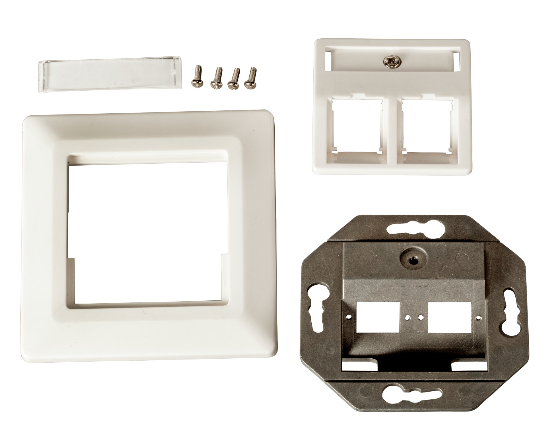 INFRALAN® 2-Port Rahmenset LWL, RAL9010,für 2xSC-Simplex / 2xLC-Duplex