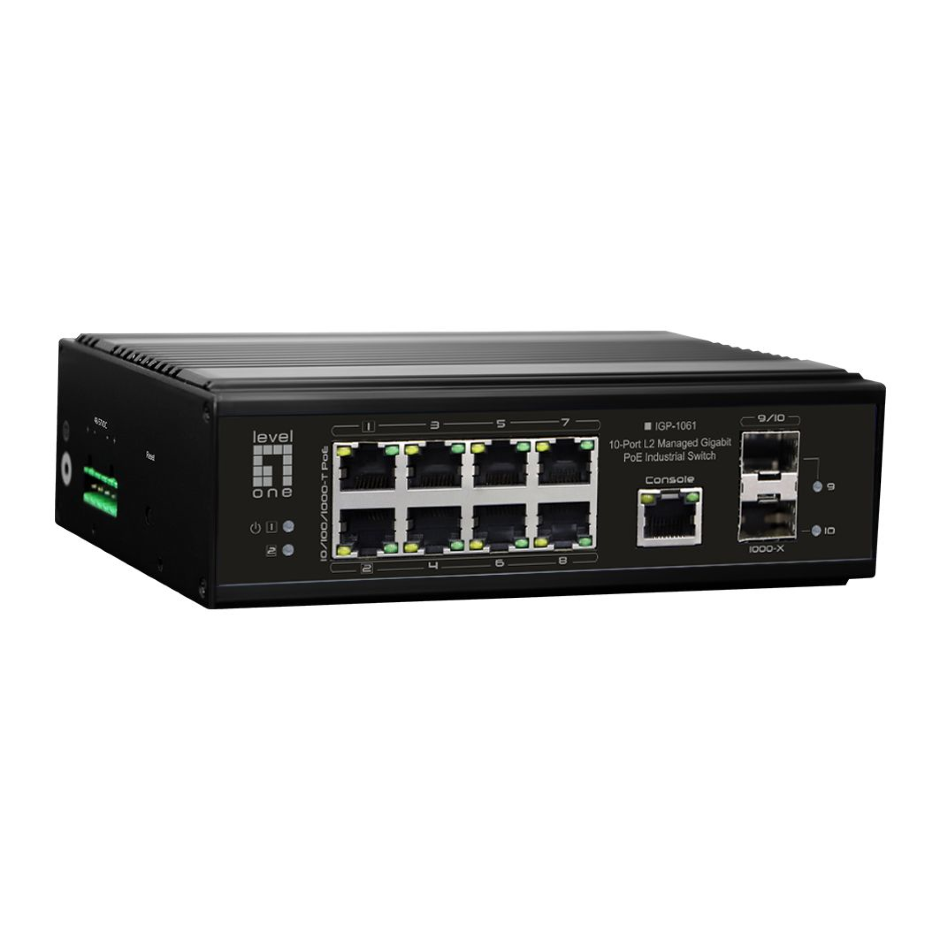 10-Port L2 Managed Gigabit-PoE Industrial-Switch,802.3at/af/bt PoE DIN-Schiene