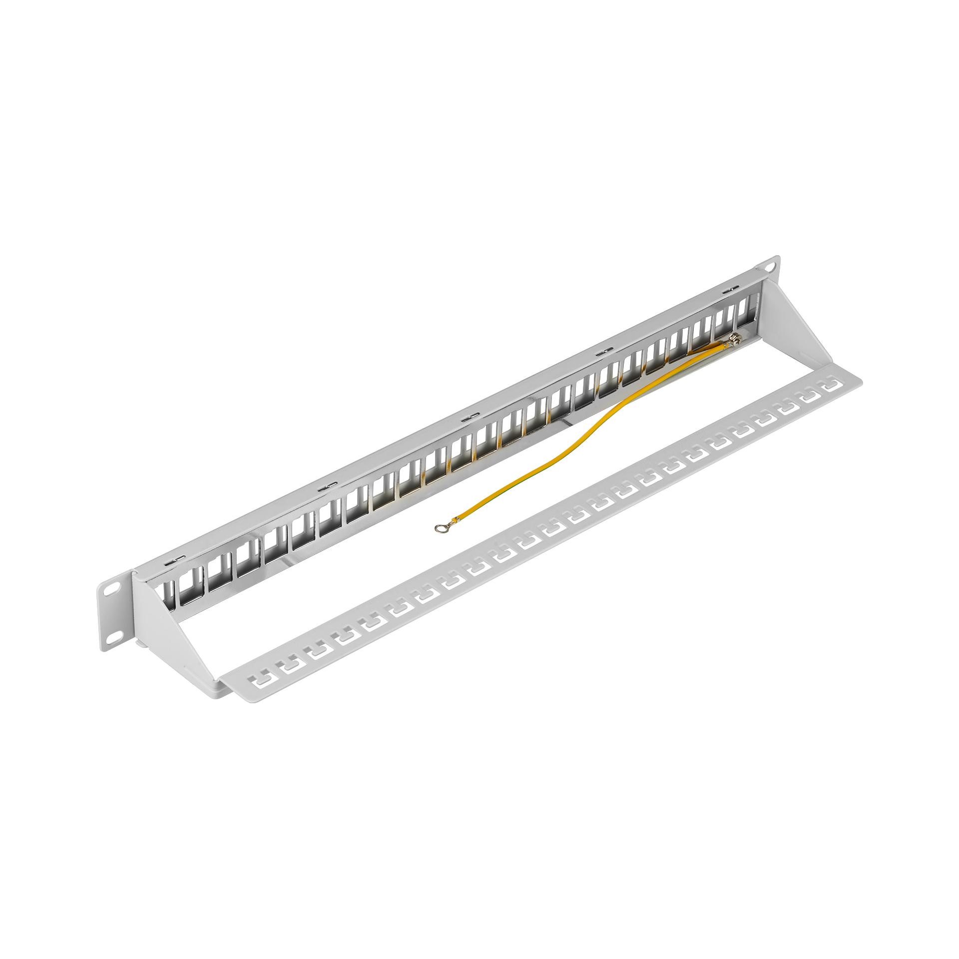 Verteilerfeld 19" 1HE, 24-Port, Metall, grau RAL7035