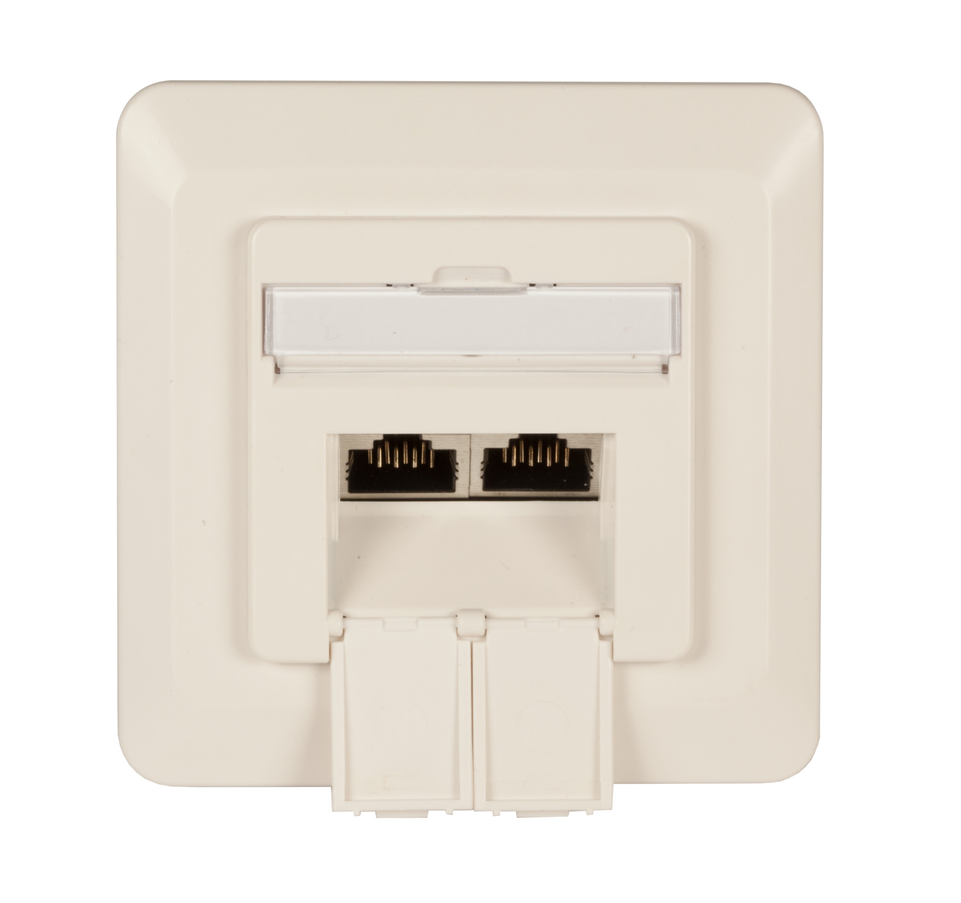 Datendose Cat.6A 500MHz rechts/links, Unterputz, 2xRJ45, RAL9010