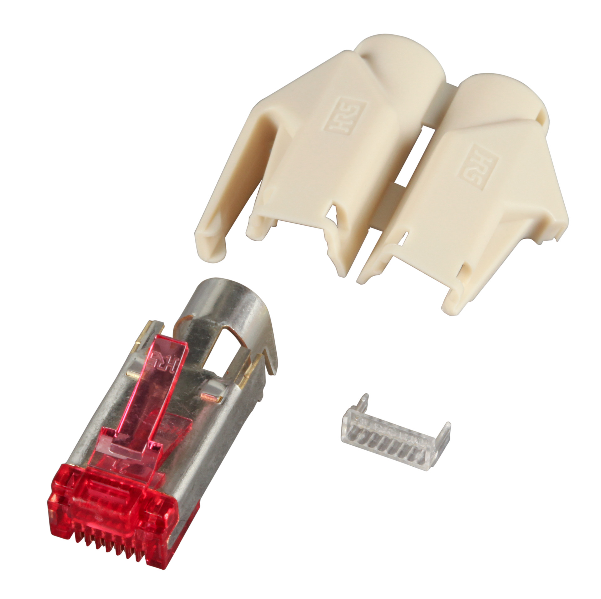 RJ45-Hirose Stecker STP, TM21 beige, 100 Stück, 3 Elemente, Cat. 6