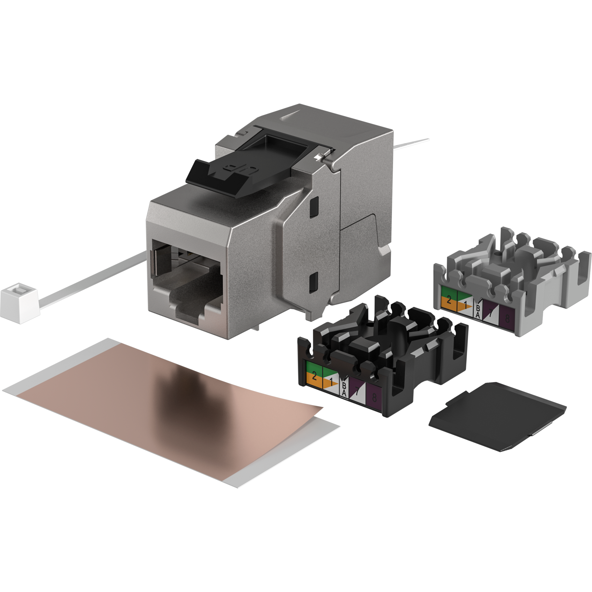 RJ45 Keystone STP, Cat.6A, 500MHz, Komponenten zertifiziert