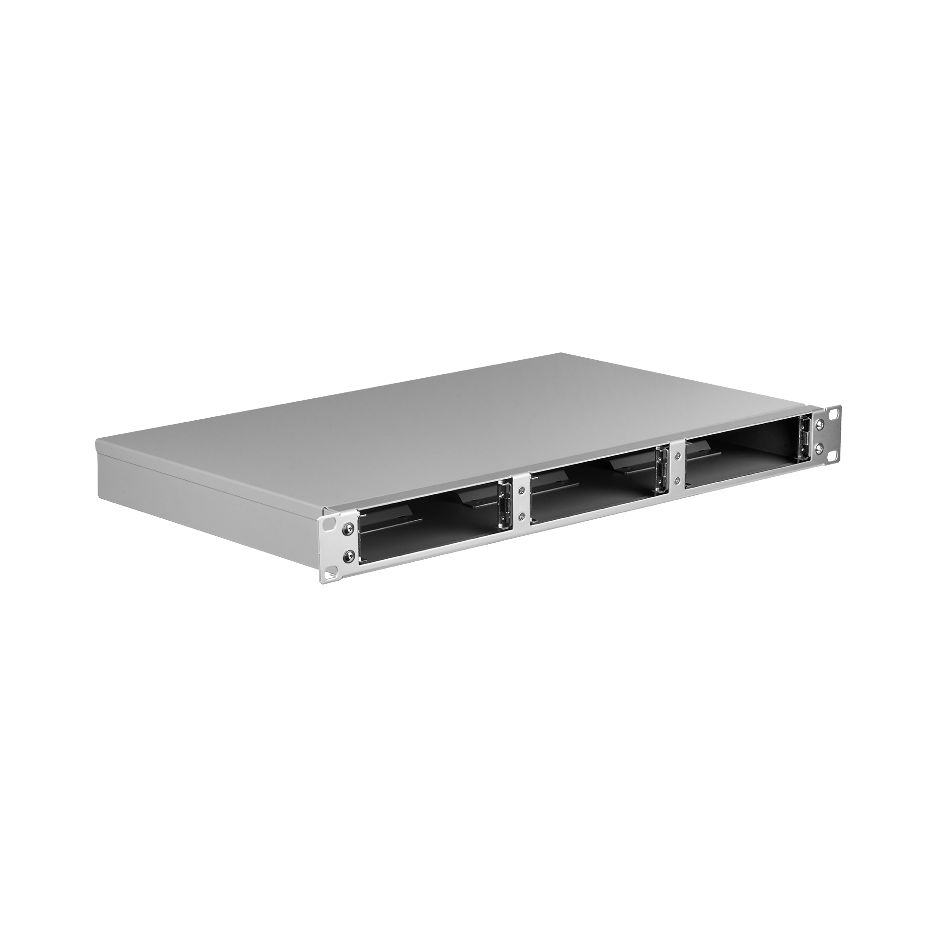 19" 1HE Baugruppenträger für 3x 7TE Einschubmodule, Aluminium Front, grau