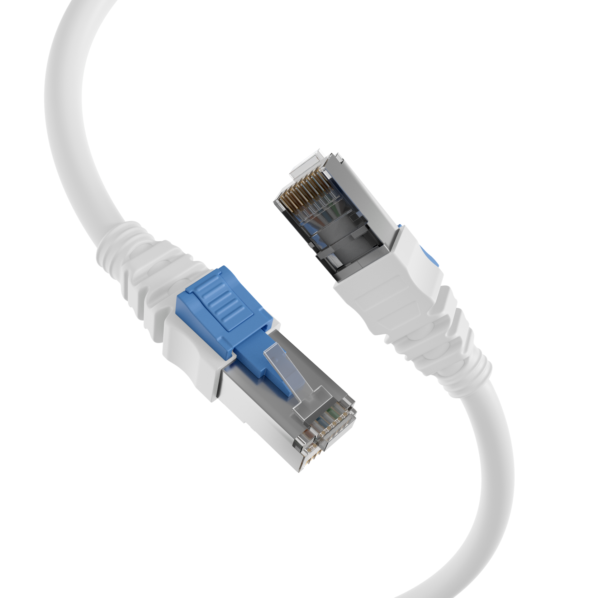 RJ45 Patchkabel Cat.6A S/FTP LSZH  BC AWG26 abschließbar weiß 0,5m