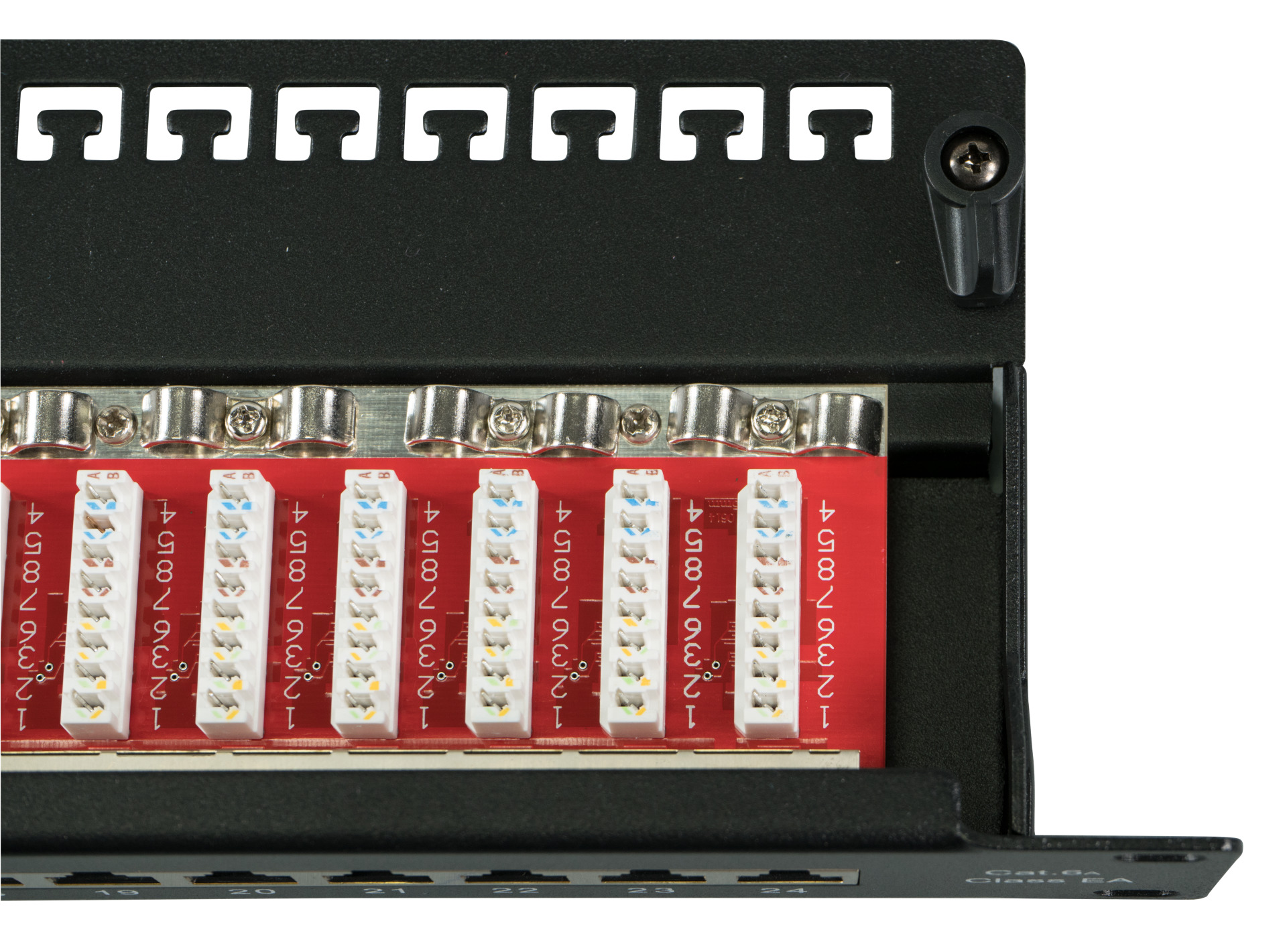 Patchpanel STP 24xRJ45 Cat.6A, 19“ 1HE, RAL7035 grau