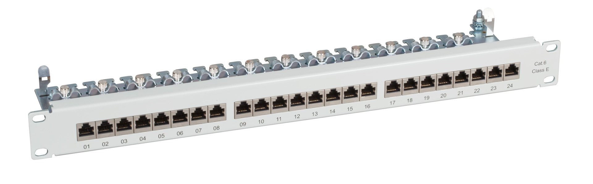 Patchpanel STP 24xRJ45 Cat.6, 19“ 1HE, RAL9005 schwarz